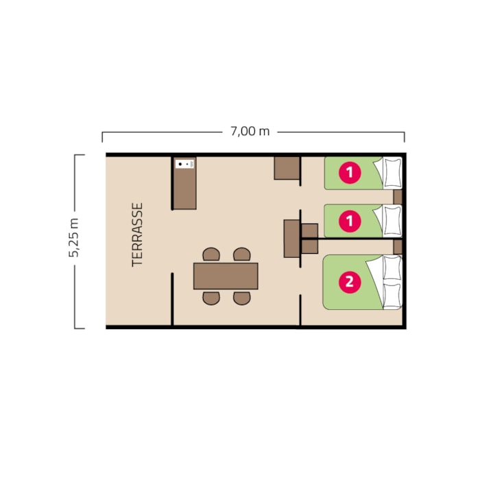 Tente Natura - 22M² - 2 Chambres.