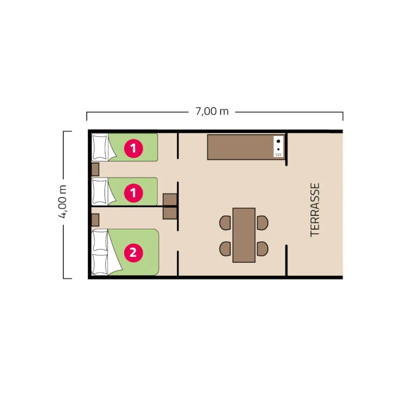 Tente Cotton - 20M² - 2 Chambres