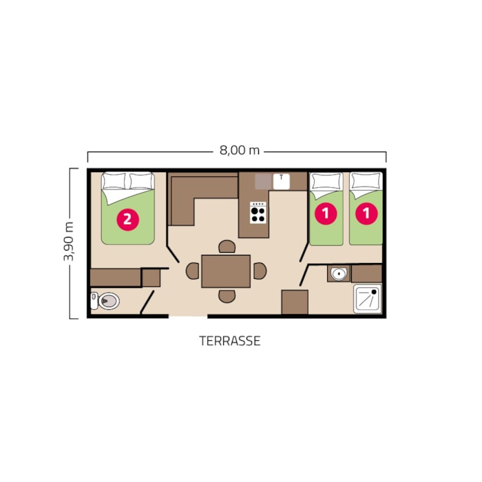 Mobil-Home Atlantique - 30 M2 - 2 Chambres