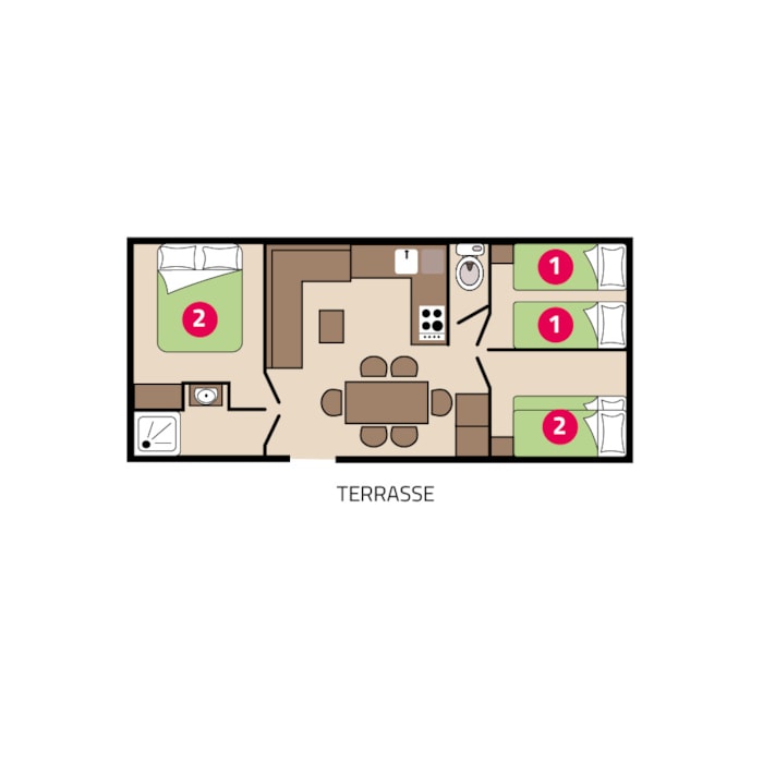 Mobil-Home Famille  - 29 M 2 - 3 Chambres