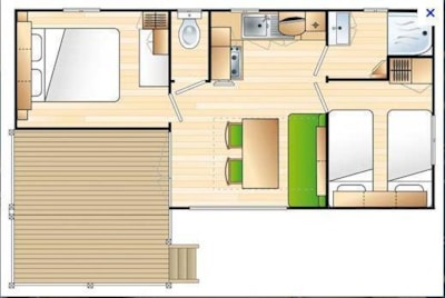 Mobile-home Méditerranée 32m² - 2 bedrooms + air-conditioning + TV + sheltered terrace — 7