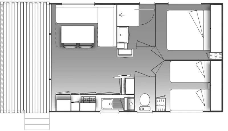Mobil Home Mistral 35M² - 2 Chambres + Climatisation + Terrasse Couverte