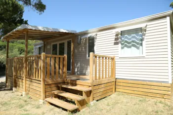 Mietunterkunft - Mobilheim Prestige 40M² - 3 Schlafzimmer  + Air-Conditioning +Tv + Überdachte Terrasse - Ushuaïa Villages Camping Figurotta