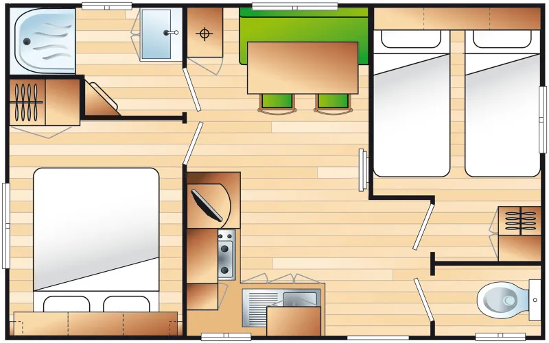 Mobil Home La Garigue 23M² - 2 Chambres  + Climatisation +Tv + Terrasse Couverte
