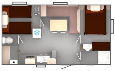 Mobile-home - 2 bedrooms with air-conditioning — 4