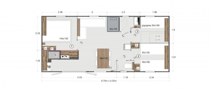 Lodge " Elégance " 3 Chambres - Climatisé