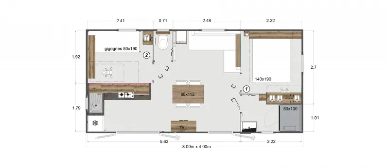 Lodge " Elégance " 2 Chambres - Climatisé