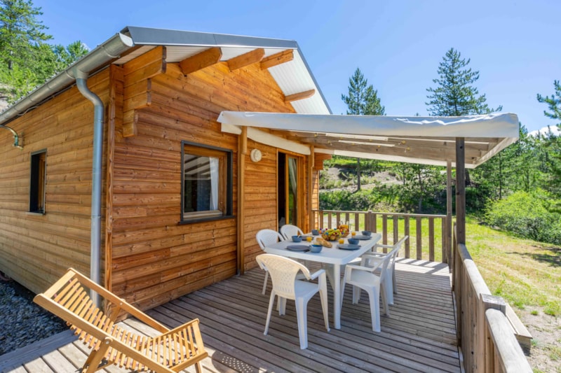 Chalet en bois Confort 35m² 3 chambres + TV + Terrasse
