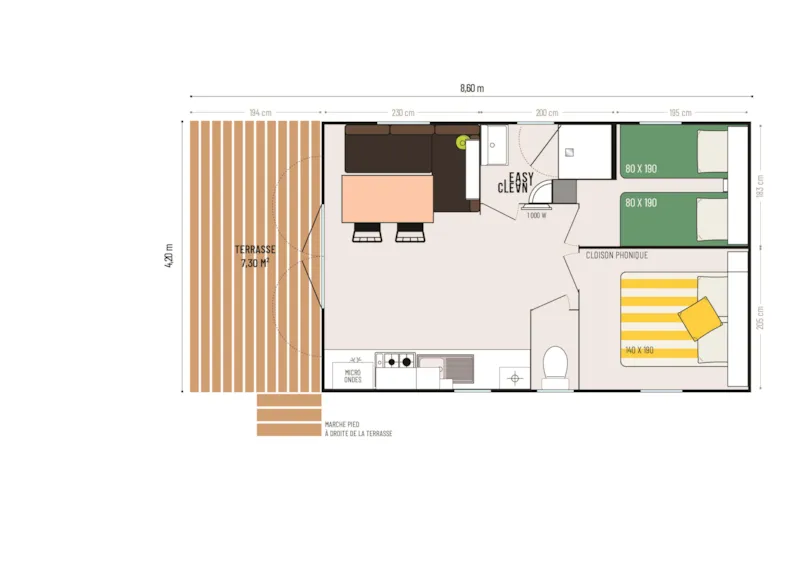 Mobil Home 2 Chambres Loggia Bay Confort 25M² Climatisation