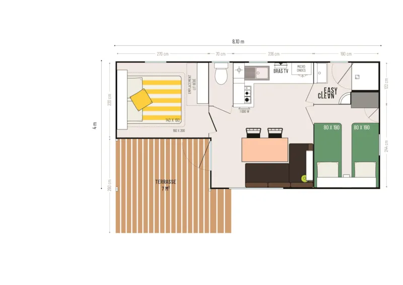 Mobil Home 2 Chambres Loggia  Confort 24M² - Climatisation