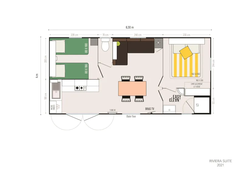 Mobil Home 2 Chambres Family Plus Confort 30M² - Climatisation