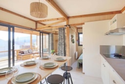 Mietunterkunft - Hütte Colombia 30M² Premium - 2 Zimmer + Überdachte Terrasse + Klim - Autofreier Raum - Flower Camping Le Saint Michelet
