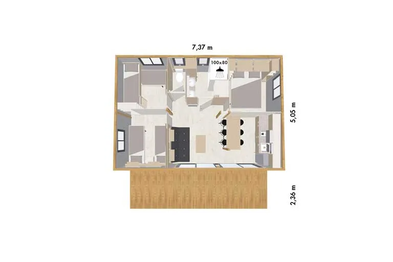 Chalet Portland 35M² Premium - 3 Ch + Terrasse Couverte + Clim + Lv + Plancha Quartier Piéton