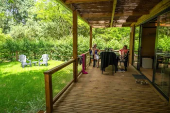 Huuraccommodatie(s) - Chalet Colombia 30M² Premium - 2 Kamers + Overdekt Terras + Airco - Autovrije Zone - Flower Camping Le Saint Michelet