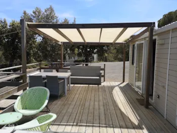 Mietunterkunft - Mobilheim Vip Confort Evo 29M² Mit Jacuzzi  Meeressicht Und Jacuzzi - Camping Les Lauriers Roses