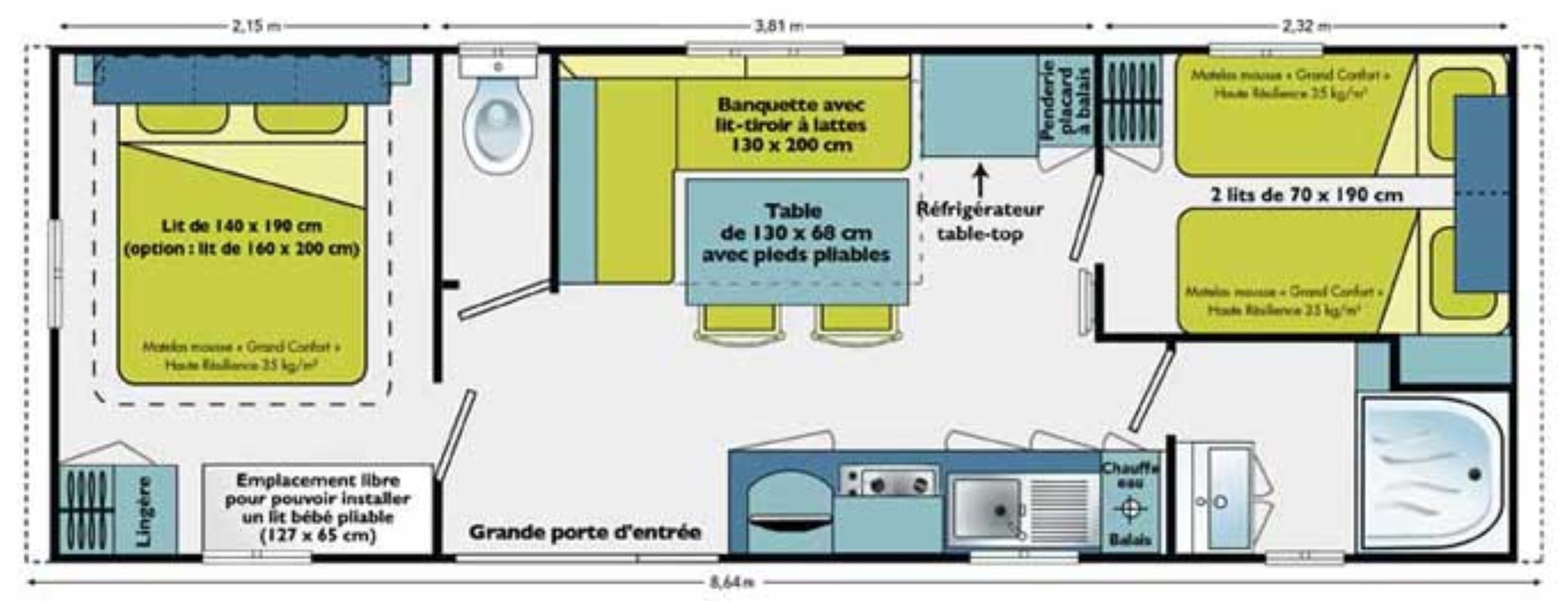 Location - Altair Confort 2 Chambres 25M2  2/4  Personnes   Vue Mer - Camping Les Lauriers Roses
