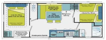 Mietunterkunft - Altair Confort 2 Schlafzimmer 25M²  2/4  Personen  Meeressicht  - Camping Les Lauriers Roses