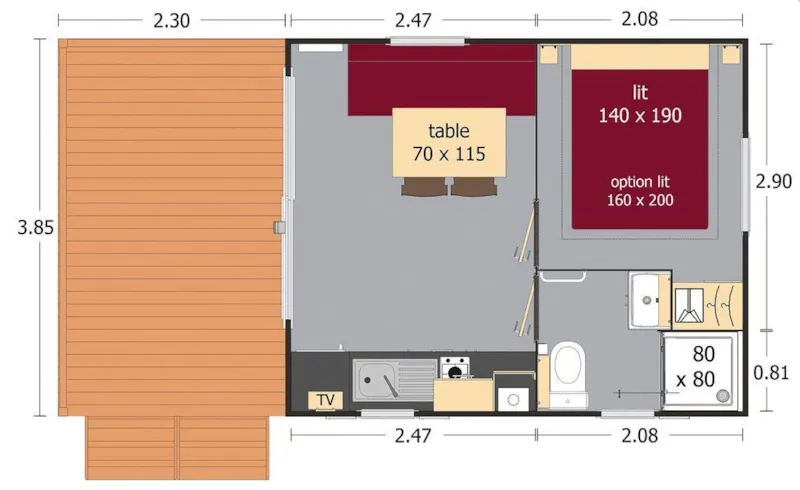 Mobil Home Iris- 1 Chambre - Cuisine - Salle De Bain - Terrasse Couverte -