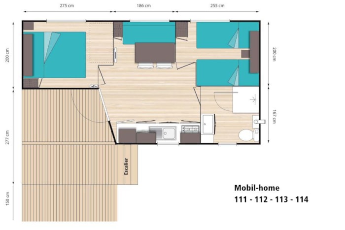 Mobil-Home Confort 22,5M² (2 Chambres) + Terrasse Semi-Couverte 10M²