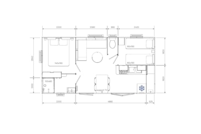 Homeflower Premium Plus with TV, dishwasher and air conditioning 29 m² (2 bedrooms)