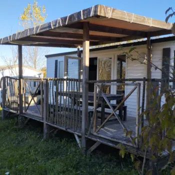 Mietunterkunft - Mobilheim Confort  29 M² (2 Zimmer)  + Clim + Halbüberdachte Terrasse 12M² - Flower Camping Le Lac aux Oiseaux