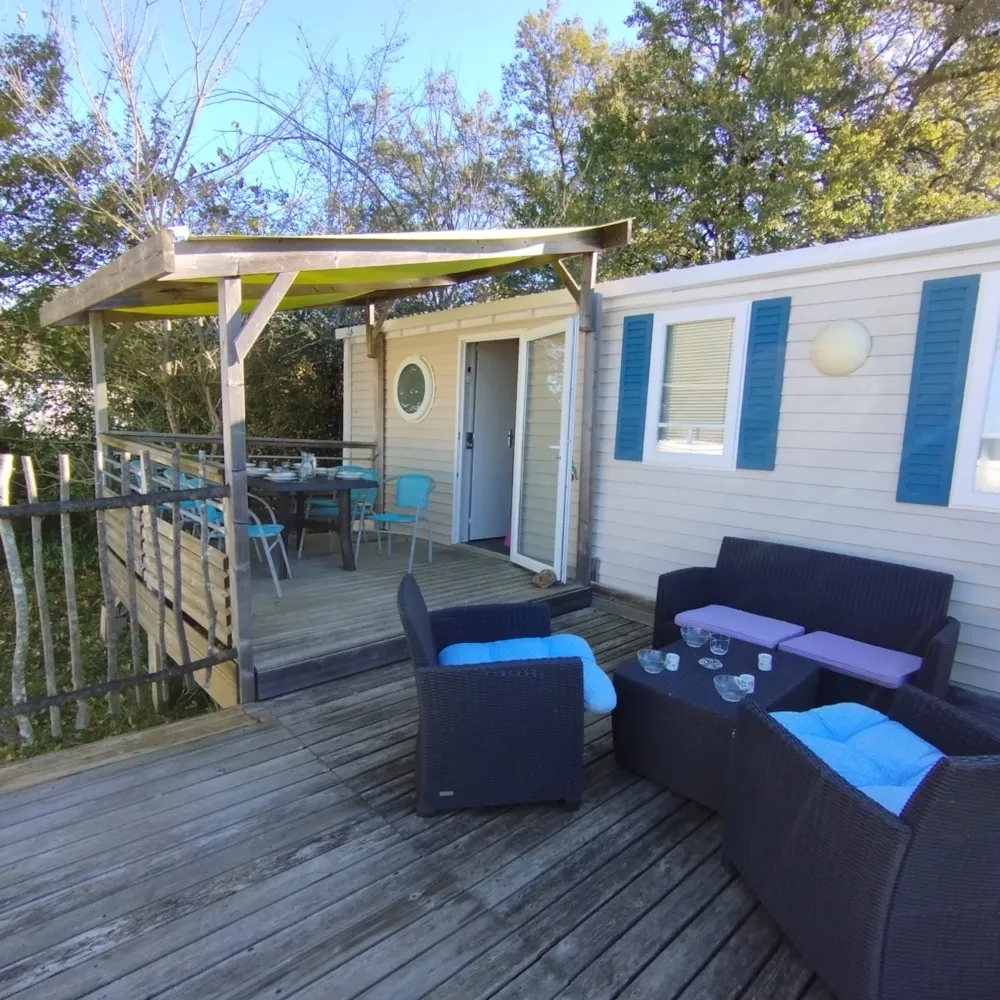 Location - Mobil-Home Confort 30 M² (3 Chambres) + Clim + Terrasse Semi-Couverte 10M² - Flower Camping Le Lac aux Oiseaux