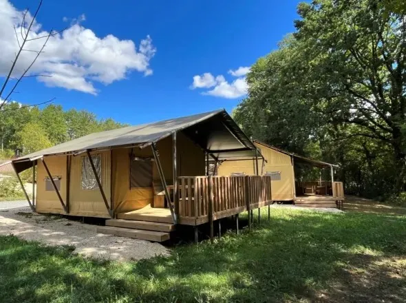 Location - Lodge Safari Premium Plus (2 Ch-4Pers) + Lv + Tv + Terrasse Couverte - Flower Camping Le Lac aux Oiseaux