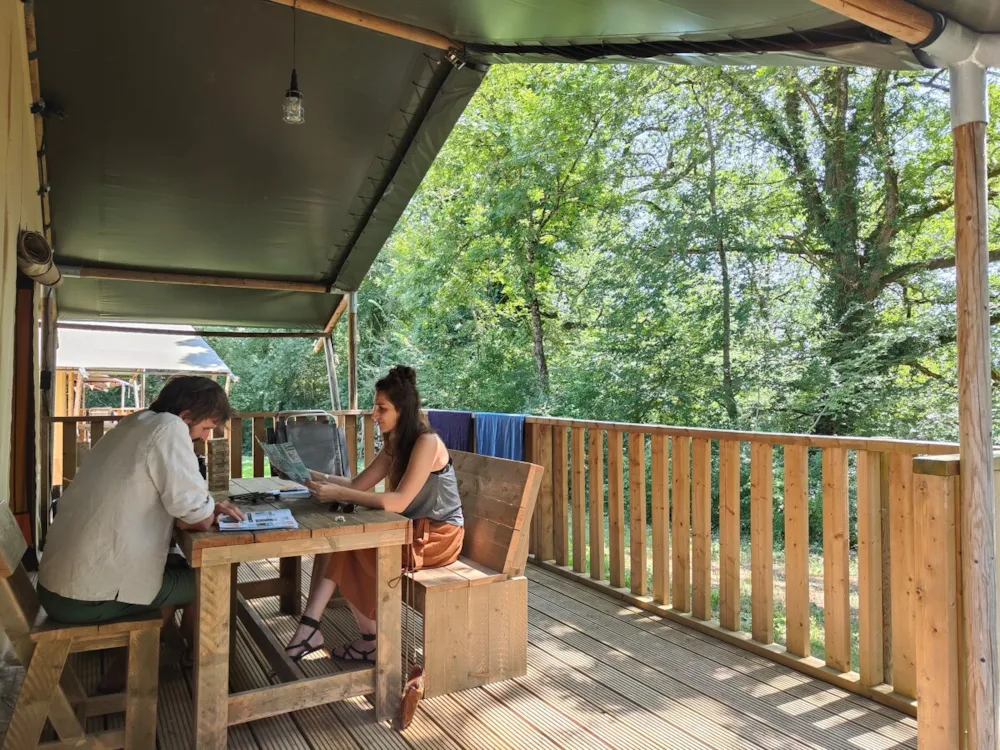 Location - Lodge Safari Premium Plus (3 Ch-6Pers) + Lv + Tv + Terrasse Couverte - Flower Camping Le Lac aux Oiseaux