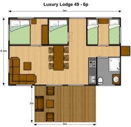 3-bedroom lodge with bathroom - Premium
