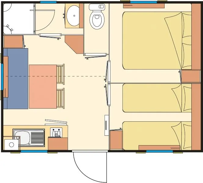 Mobil-Home Standard 19M² 2 Chambres - Terrasse Semi-Couverte