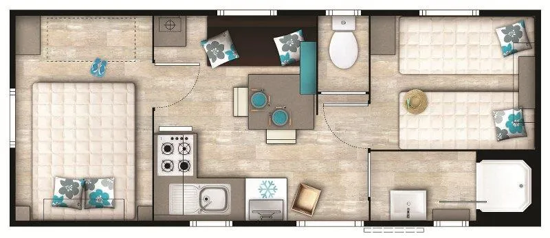 Mobil-Home Standard 21M² 2 Chambres - Terrasse Semi-Couverte + Tv