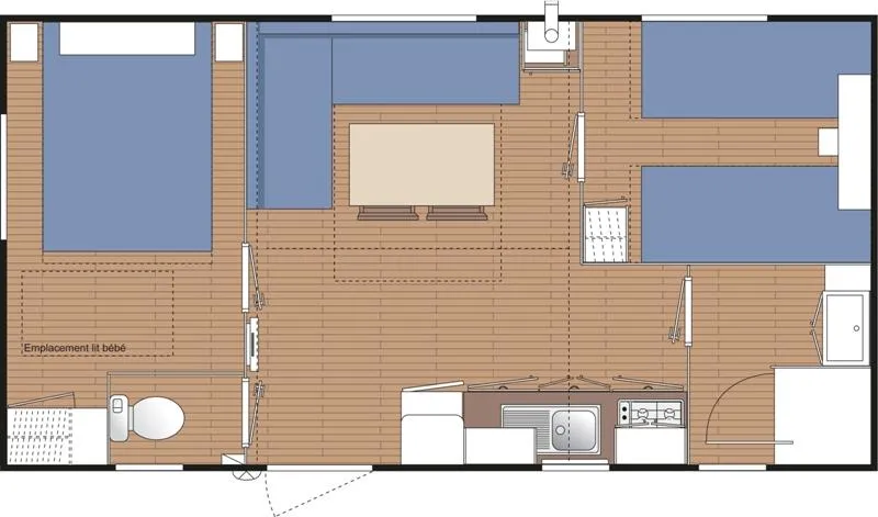Mobil-Home Fidji Standard 28M² 2 Chambres - Terrasse Semi-Couverte + Tv