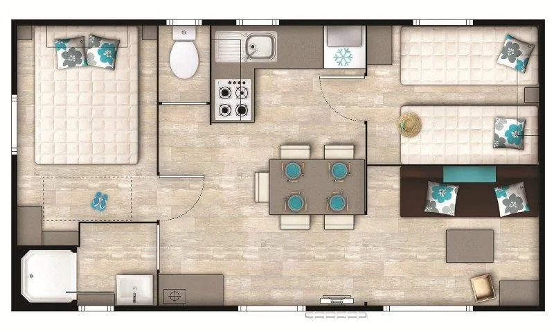 Mobil-Home Modulo Confort 30M² 2 Chambres - Terrasse Semi-Couverte + Tv