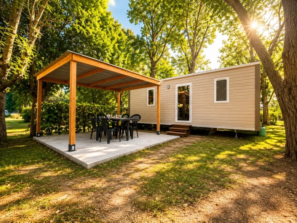 Location - Mobil-Home Confort 26M² 2 Chambres - Terrasse Semi-Couverte + Tv - Flower Camping Saint Lambert