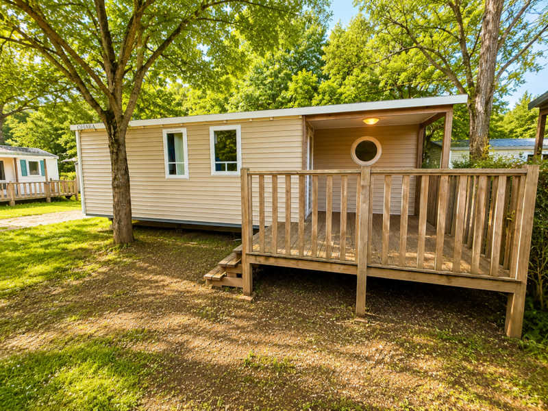 Mobilheim Confort 35m² 3 Schlafzimmer  - Integrierte Terrasse 10m² + TV + klimaangle