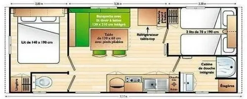 Mobil-Home Titania (Intérieur 23.5 M² - 2 Chambres)