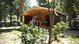 Mietunterkunft - Zeltbungalow Canada Standard 20M² 2 Zimmer + Überdachte Terrasse - Flower Camping PEYRELADE