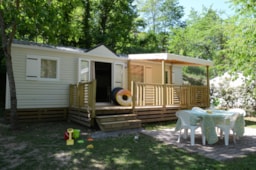 Location - Mobilhome Confort Louisiane 37M² 3 Chambres + Terrasse Semi-Couverte + Tv - Flower Camping PEYRELADE