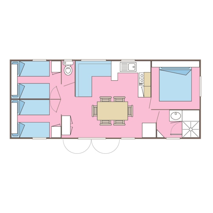 Mobilhome Confort Louisiane 37M² 3 Chambres + Terrasse Semi-Couverte + Tv