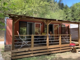 Mietunterkunft - Mobilheim Premium 34M²  2 Schlafzimmer + Halbbedeckte Terrasse - Flower Camping PEYRELADE