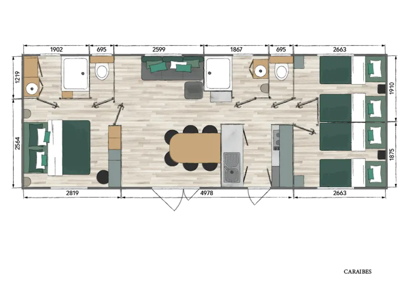 New // Cottage Premium 3 Chambres - 2 Salles De Bain + 2 Wc + Terrasse Semi-Couverte + Clim + Tv