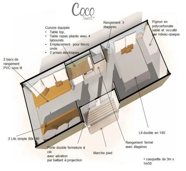 Coco Sweet Lodge  "Vue Lac Extra " (Sans Sanitaires -Terrasse Couverte)