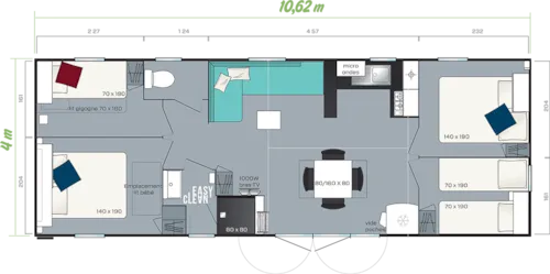 Location - Mobil-Home Hawai Climatisé - image n°5 - Camping**** et Base de Loisirs La Plaine Tonique