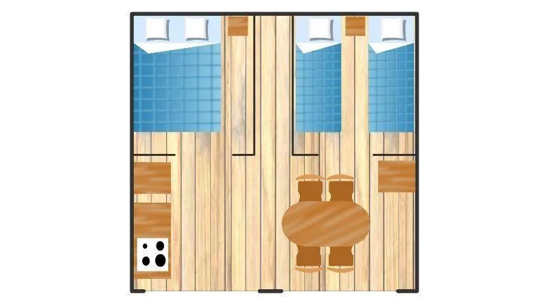 Bungalow Toilé Meublé 20M² 2 Chambres (Pas De Sanitaires Privatifs)