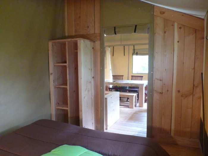 Tente Safari Woodlodge 59M² / 2 Chambres - Terrasse Couverte (Sanitaires Privatifs)