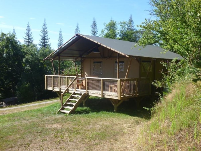 Tente Safari Woodlodge 59M² / 2 Chambres - Terrasse Couverte (Sanitaires Privatifs)