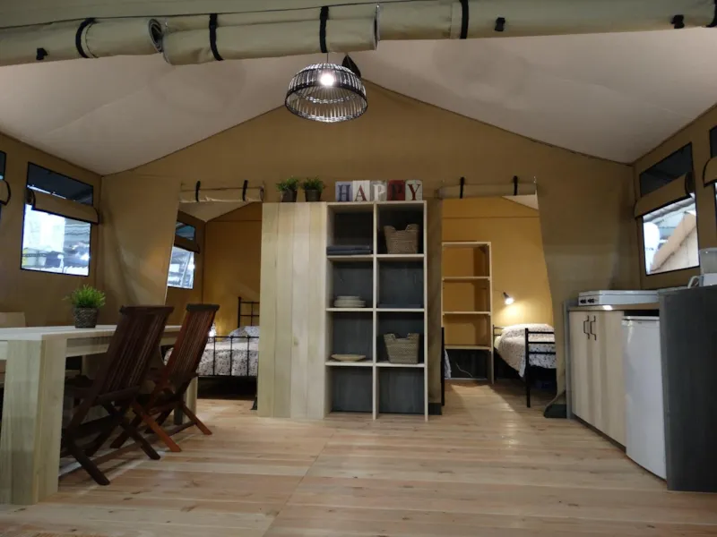 Tente Safari Lodge Nature 42M²/ 2 Chambres - Terrasse Couverte (Sans Sanitaire Privatif)