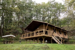Location - Tente Lodge Luxe Xl Luxe Safari     3 Chambres - Terrasse Couverte - Camping Domaine de  La SERRE