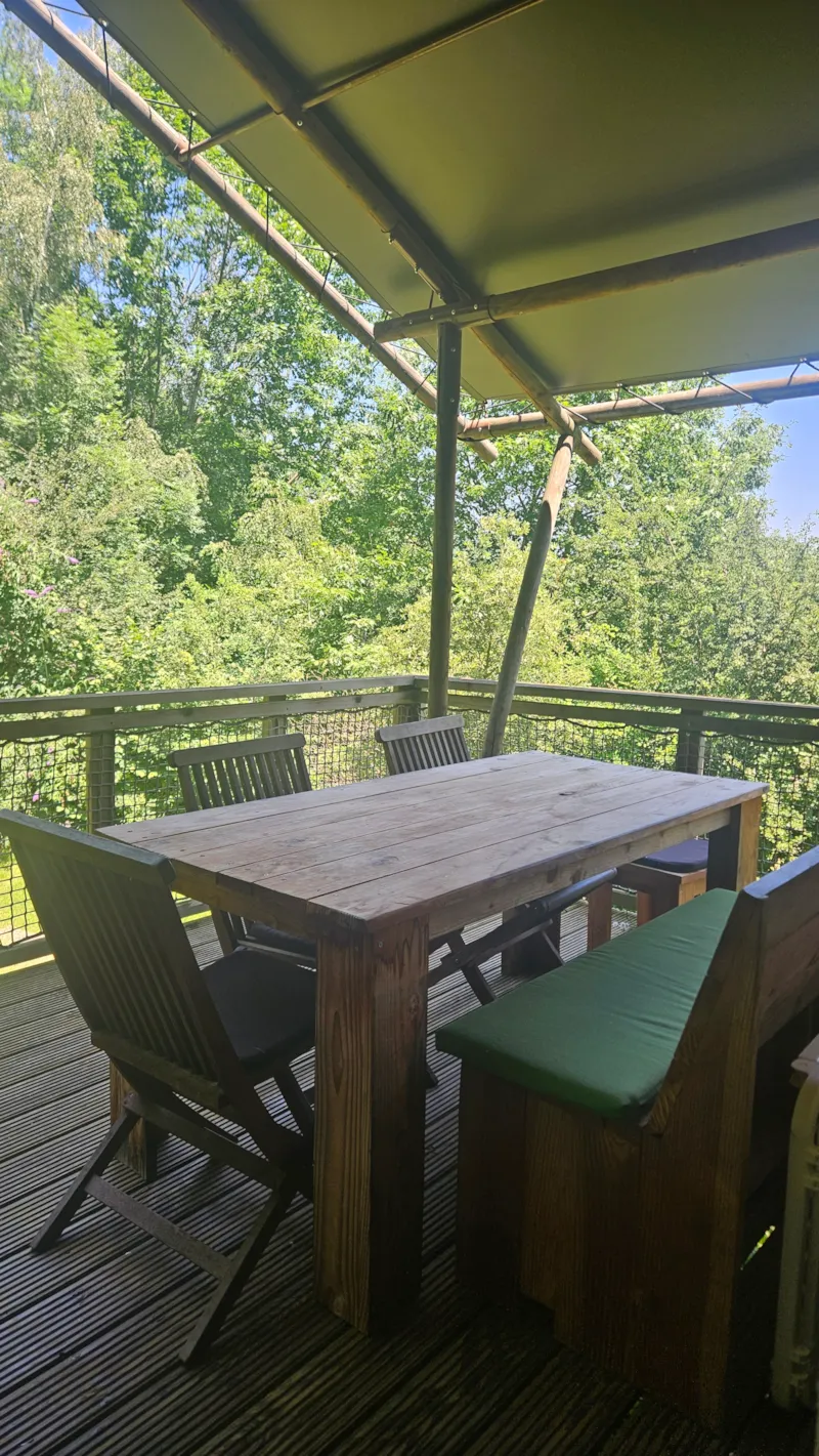 Tente Safari Woodlodge 59M² / 2 Chambres - Terrasse Couverte (Sanitaires Privatifs)