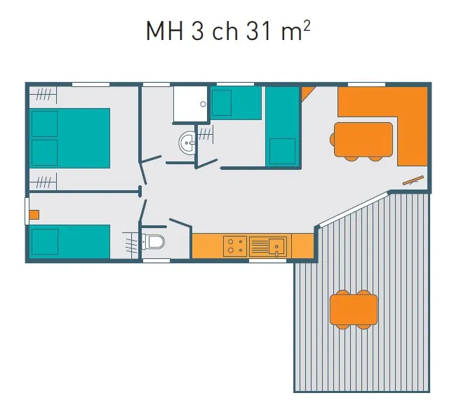 Mobil Home Confort 31M² (3 Chambres)